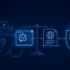 Illustration of an AI chat window balanced on scales of justice against an international human rights law document, with users and a shield